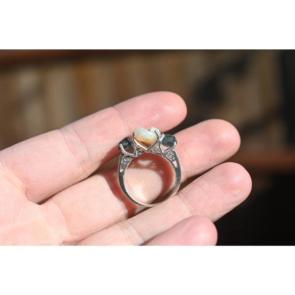 Raw Stone opal ring, rough opal, natural opal, alternative engagement ri… - Picture 2 of 7